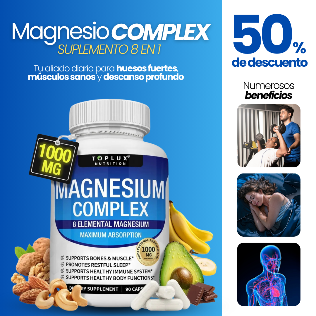 Magnesio Complex 8 en 1 - EL MEJOR ALIADO PARA EL CUIDADO DE TU SALUD 😱50% DE DESCUENTO😱