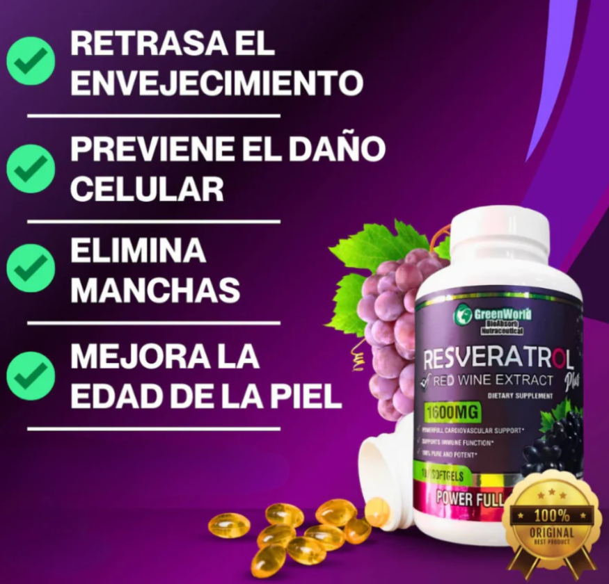 RESVERATROL® - 60 Capsulas Antienvejecimiento - 😱OFERTA EXCLUSIVA😱