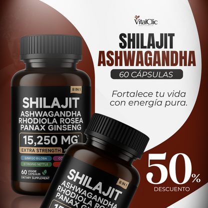 Shilajit Ashwagandha 60 Caps - FORTALECE TU VIDA CON ENERGÍA PURA💪🏻🍆 50% DE DESCUENTO😱