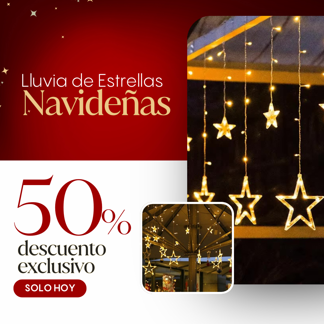 Lluvia de Estrellas Navideñas - Con Panel Solar + 12 Horas Continuas de LUZ ✨50% DE DESCUENTO✨