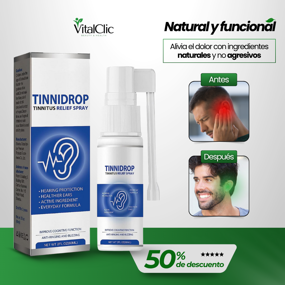TinniDrop™ - Spray para la Aliviar la Tinnitus y Limpiador de Oidos 😱LLEVA 2 Y PAGA 1😱