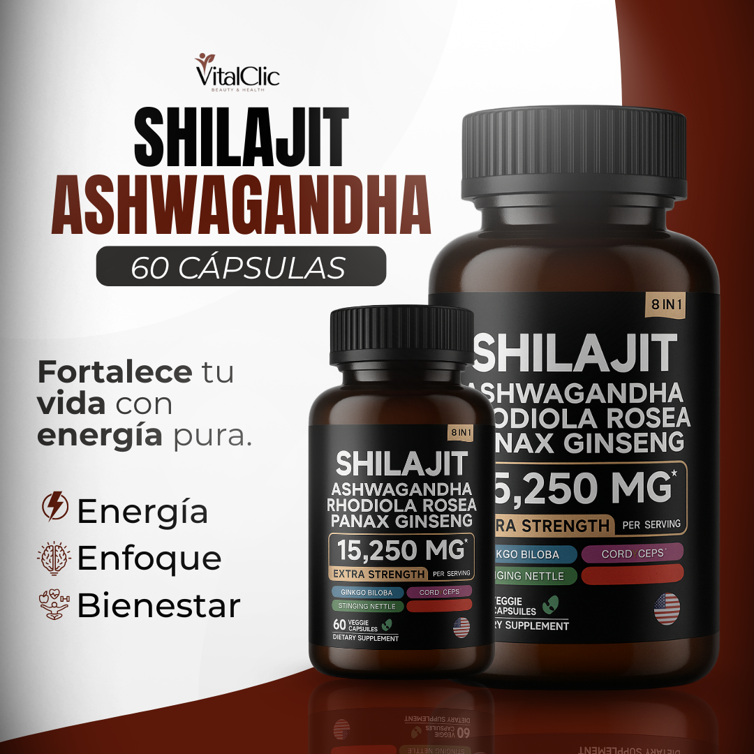 Shilajit Ashwagandha 60 Caps - FORTALECE TU VIDA CON ENERGÍA PURA💪🏻🍆 50% DE DESCUENTO😱
