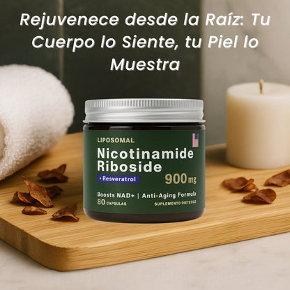 Nicotinamida Riboside NAD + Resveratrol 900mg - 80 Cápsulas - 😱TU MEJOR ALIADO PARA COMBATIR EL ENVEJECIMIENTO😱