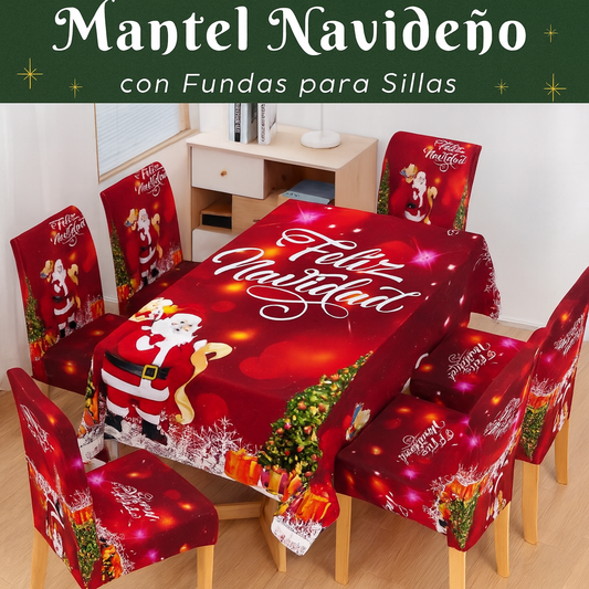 Set de Mantel Navideño con Fundas para Sillas 🎄✨50% DE DESCUENTO✨🎄