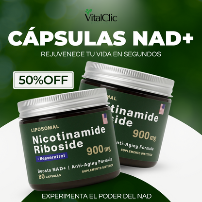 Nicotinamida Riboside NAD + Resveratrol 900mg - 80 Cápsulas - 😱TU MEJOR ALIADO PARA COMBATIR EL ENVEJECIMIENTO😱