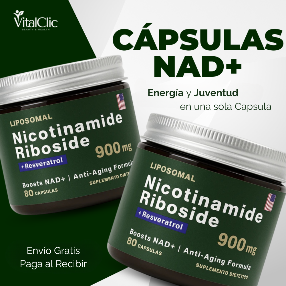 Nicotinamida Riboside NAD + Resveratrol 900mg - 80 Cápsulas - 😱TU MEJOR ALIADO PARA COMBATIR EL ENVEJECIMIENTO😱