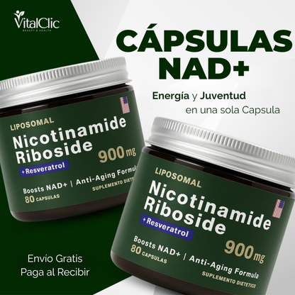Nicotinamida Riboside NAD + Resveratrol 900mg - 80 Cápsulas - 😱TU MEJOR ALIADO PARA COMBATIR EL ENVEJECIMIENTO😱